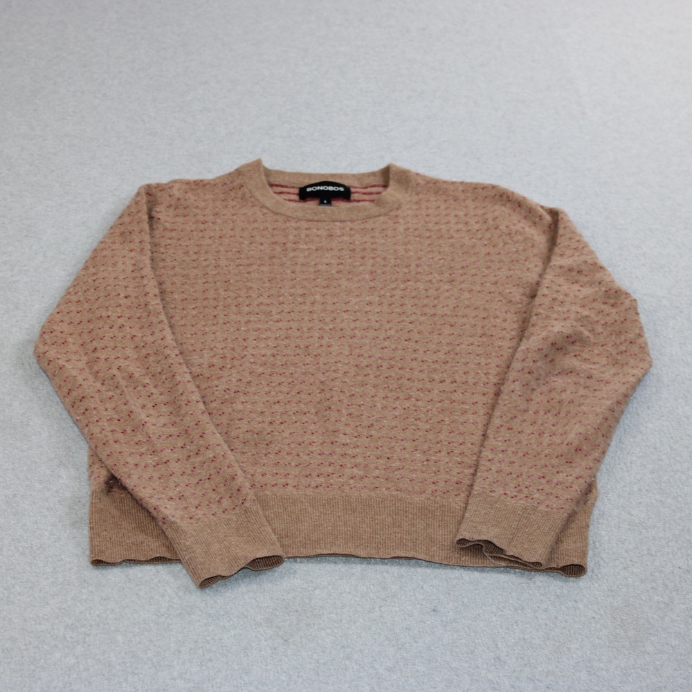 Bonobos Sweater Mens Small Beige Polka Dot Crewneck Alpaca Wool Knit Heritage